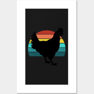 Chicken Sunset Vintage Retro Farm Aesthetic Vibes Animal Social Distancing FaceMask Posters and Art